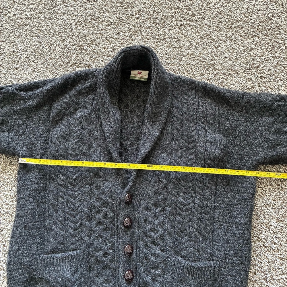 005 - MENS CARRAIGDONN CARDIGAN WOOL GREY SWEATER - Picture 5 of 6